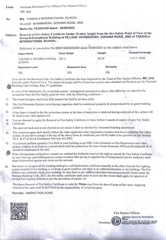 fire safety certificate