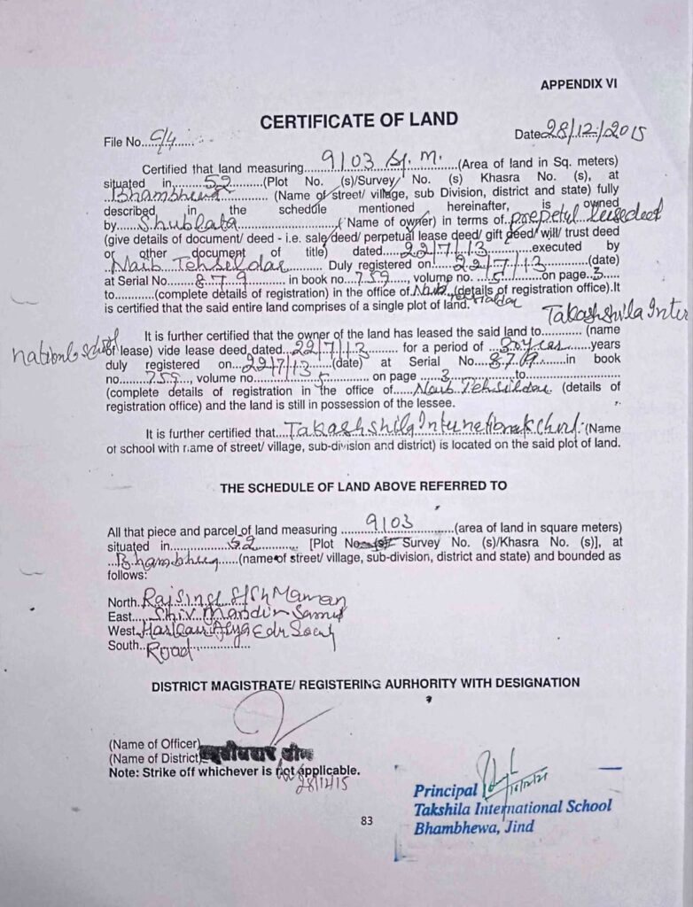 land certificate